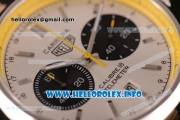 Tag Heuer Carrera Calibre 18 Chronograph Miyota Quartz Steel Case with White Dial Stick Markers and Yellow/Black Nylon Strap - Yellow Inner Bezel