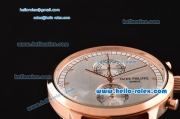 Patek Philippe Grand Complication Chronograph Miyota OS20 Quartz Rose Gold Case with Gray Dial and Stick Markers