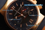 Ulysse Nardin Maxi Marine Chronograph Swiss Valjoux 7750 Automatic Movement Gold Case with Blue Dial and Blue Rubber Strap