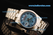 Rolex Day-Date II Oyster Perpetual Automatic Movement Full Steel with Blue Dial and Arabic Numeral Markers
