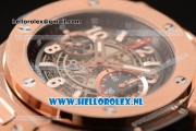 Hublot Big Bang Unico Chrono Swiss Valjoux 7750 Automatic Rose Gold Case with Skeleton Dial Rose Gold Bezel and Black Rubber Strap - 1:1 Original