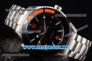 Omega Seamaster Planet Ocean 600M Clone Omega 8900 Automatic Stainless Steel Case/Bracelet with Black Dial and Orange Arabic Numeral Markers (BP)