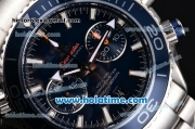 Omega Seamaster Planet Ocean 600 M Co-Axial Chrono Clone 9300 Automatic Steel Case with White Stick Markers and Blue Dial - 1:1 Original (AT)