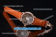 Audemars Piguet Jules Audemars Skeleton Tourbillon Asia ST25 Automatic Rose Gold Case Silver Dial Roman Numeral Markers and Brown Leather Strap