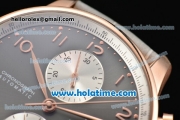 IWC Portuguese Chrono Swiss Valjoux 7750 Automatic Rose Gold Case with Grey Dial and Grey Leather Strap