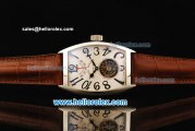 Franck Muller Swiss Tourbillon Manual Winding Movement Steel Case with Black Arabic Markers and Brown Leather Strap