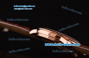 Patek Philippe Calatrava Swiss ETA 2824 Automatic Rose Gold Case with Brown Leather Strap White Dial Stick Markers