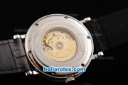 Breguet Swiss ETA 2836 Automatic Movement Steel Case with Steel Bezel-White Dial and Black Leather Strap