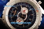 Breitling Bentley Supersports Chronograph Miyota Quartz Movement Steel Case with Blue Dial and Blue Leather Strap