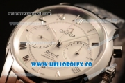 Omega De Ville Co-Axial Chrono Clone Omega 9300 Automatic Steel Case with White Dial and Steel Bracelet - (EF)