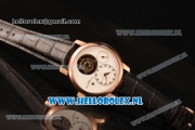 Vacheron Constantin Traditionnelle Tourbillon Manual Winding Rose Gold Case with White Dial and Black Leather Strap