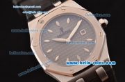 Audemars Piguet Royal Oak Lady Miyota OS2035 Quartz Steel Case with Black Rubber Strap Gold Markers and Grey Grid Dial