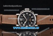 Zenith Heritage Pilot Ton-up Miyota Automatic Steel Case with Black Dial and Brown Leather Strap Arabic Numeral Markers