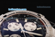 Breitling Chronomat Evolution Swiss Valjoux 7750 Automatic Movement Black Dial with White Subdials and Stick Markers