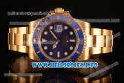 Rolex Submariner Miyota 9015 Automatic Yellow Gold Case/Bracelet with Blue Dial and White Dot Markers (BP)
