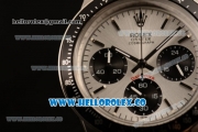 Rolex Daytona Vintage Edition Chrono Miyota OS20 Quartz Steel Case with Silver Dial and Brown Leather Strap