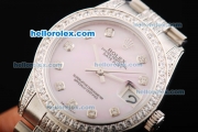 Rolex Datejust Automatic Movement Pink MOP Dial with Diamond Markers and Diamond Bezel