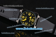 Bell & Ross BR 01-92 Automatic Movement PVD Case with Yellow Markers-Black Dial and Black Rubber Strap