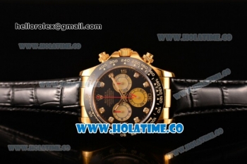 Rolex Daytona Chrono Swiss Valjoux 7750 Automatic Yellow Gold Case with Ceramic Bezel Diamonds Markers and Black Dial (BP)