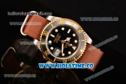 Rolex GMT-Master II Asia Automatic Steel Case with White Markers and Brown Nylon Strap