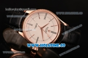 Rolex Cellini Time Asia 2813 Automatic Rose Gold Case with Black Leather Strap and White Dial (BP)