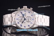 Tag Heuer Carrera Chronograph Quartz Full Steel with White Dial Blue Numeral Markers