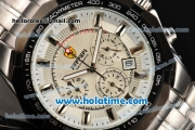 Ferrari Rattrapante Chrono Miyota OS20 Quartz Steel Case with PVD Bezel White Dial and Stick Markers