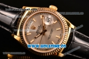 Rolex Day-Date Asia 2813/Swiss ETA 2836/Clone Rolex 3135 Automatic Yellow Gold Case with Stick Markers and Grey Dial (BP)