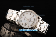 Rolex Day-Date Automatic Movement White Dial with Diamond Bezel and Steel Case-Diamond Marking