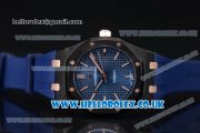 Audemars Piguet Royal Oak 36mm Asia ST16 Automatic PVD Case with Blue Dial Stick Markers and Blue Rubber Strap (EF)