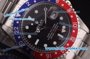 Rolex GMT Master Vintage Asia 2813 Automatic Blue/Red Bezel with Black Dial and Steel Bracelet