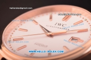 IWC Ingenieur Limited Edition Swiss ETA 2824 Automatic Rose Gold Case with White Dial and Brown Leather Strap