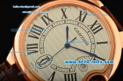 Cartier Ballon Bleu De Swiss ETA 2836 Automatic Rose Gold Case/Bezel with Brown Leather Strap White Dial Roman Markers