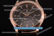 Patek Philippe Grand Complications Perpetual Calendar Miyota Quartz Rose Gold Case with Black Dial and Rose Gold Stick Markers
