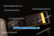 Richard Mille RM 055 Miyota 9015 Automatic Carbon Fiber Case with Skeleton Dial and Yellow Nylon/Leather Strap