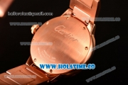 Cartier Rotonde De Miyota Quartz Rose Gold Case/Bracelet with Brown Dial and White Roman Numeral Markers
