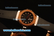 Hublot Big Bang Miyota Automatic Rose Gold Case with Black Grid Dial and Black Rubber Strap-Lady Size