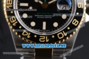 Rolex GMT-Master II Clone Rolex 3186 Automatic Two Tone Case/Bracelet with Black Dial and Dot Markers (BP)