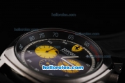Ferrari Chronograph Automatic Movement Black Dial with White Numeral Marker and Yellow Subdials-Black Rubber Strap