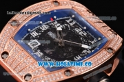 Richard Mille RM010 Miyota 9015 Automatic Rose Gold/Diamonds Case with Skeleton Dial and Blue Inner Bezel