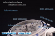 Rolex Daytona Chronograph Swiss Valjoux 7750 Automatic Steel Case with Diamond Bezel and White Dial-Blue Leather Strap