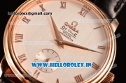 Omega De Ville Co-Axial Swiss ETA 2824 Automatic Rose Gold Case with Roman Numeral Markers and Silver Dial