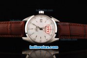 Omega Seamaster Automatic Movement Swiss Coating Case with White Dial and Brown Leather Strap