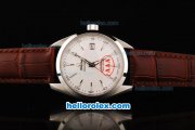 Omega Seamaster Automatic Movement Swiss Coating Case with White Dial and Brown Leather Strap