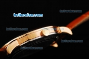 Patek Philippe Calatrava Manual Winding Movement Rose Gold Case with Yellow Dial and Black Roman Numerals