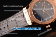 Hublot Classic Fusion 9015 Auto Rose Gold Case with Blue Dial and Blue Leather Strap