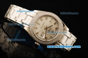 Rolex Day-Date Automatic Movement ETA Coating Case with Silver Dial and Diamond Markers/Bezel