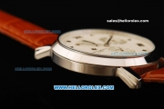 Vacheron Constantin Power Reserve Automatic Movement Steel Case with White Dial and Leather Strap