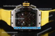 Richard Mille RM 011 Felipe Massa Flyback Swiss Valjoux 7750 Automatic Steel Case with Skeleton Dial and Yellow Leather Strap Yellow Markers