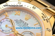 Rolex Daytona Chrono Swiss Valjoux 7750 Automatic Full Yellow Gold with Pink MOP Dial and Roman Numeral Markers